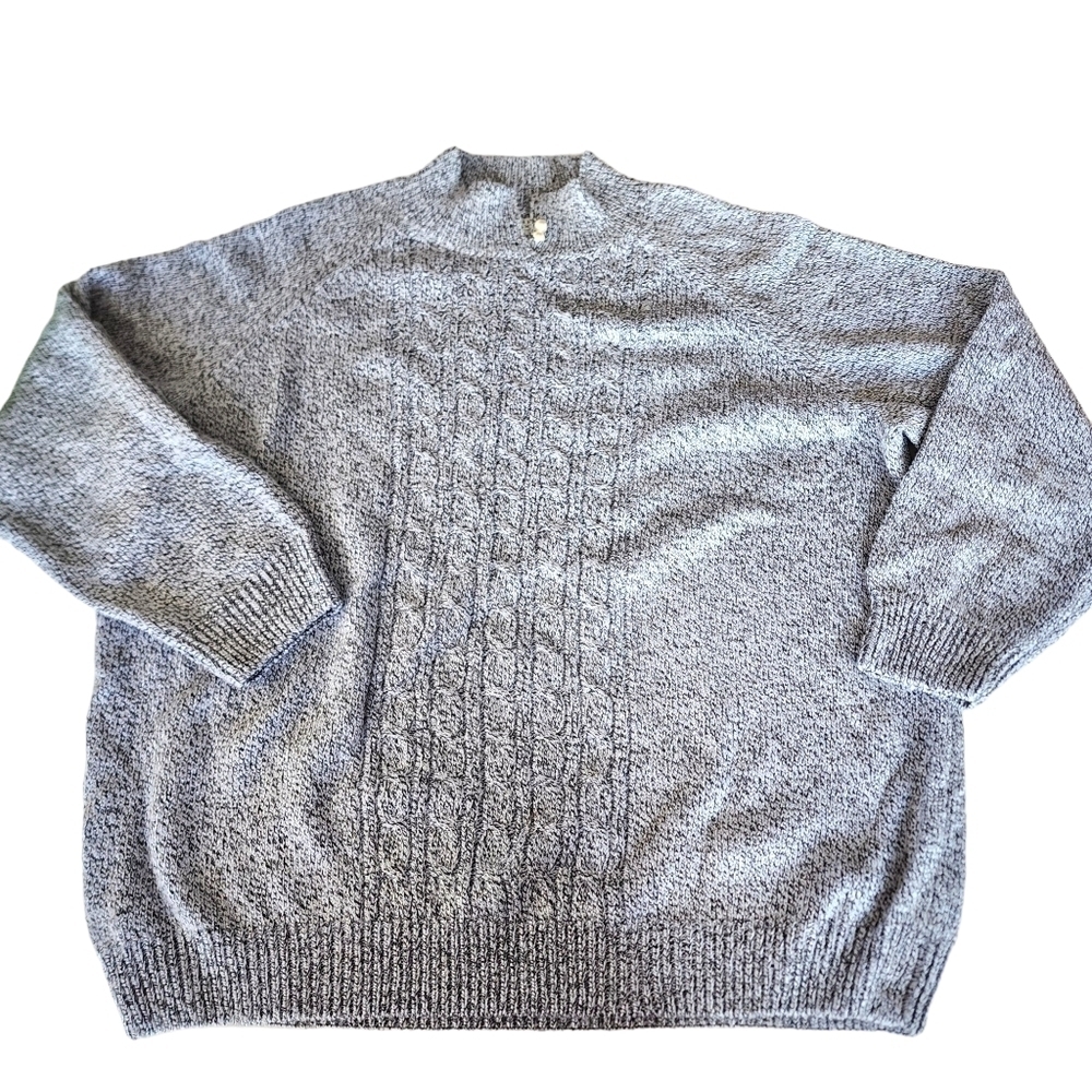 Rebecca Malone 2x plus size knit sweater mock neck braided design